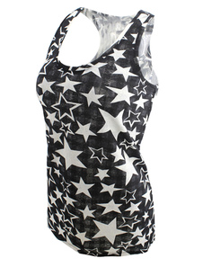 Camis noir impression d'étoiles sangles réservoir Polyester pour les femmes