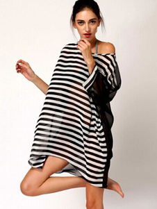 Deux tons couvrez-vous Stripes surdimensionné Polyester couverture vers le haut pour les femmes