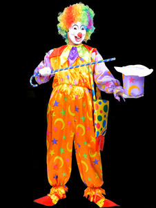 Costume de Clown orange Halloween impression Polyester Cosplay Costume