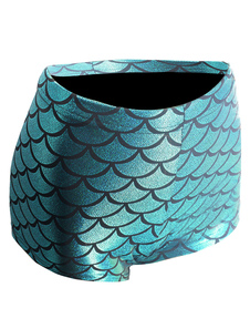 Short bleu échelle impression Polyester Shorts pour femmes