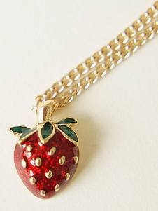 Lolita or collier motif fraise chaîne collier synthétique pour femme