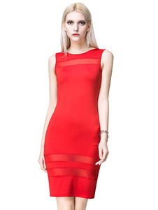 Robe Bodycon rouge Backless découpe robe maille