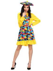 Toussaint Cosplay Costume Clown multicolore volants Plaid Polyester