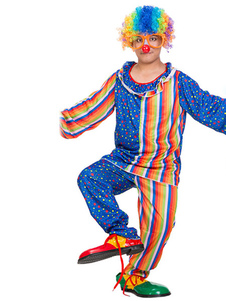 Toussaint Cosplay Costume Multicolor Clown Costume rayures impression Polyester