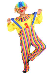 Costume de Clown multicolore Halloween tendance Polyester Cosplay Costume