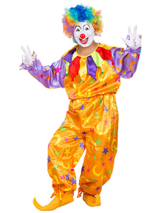 Costume de Clown multicolore Halloween impression Polyester Cosplay Costume