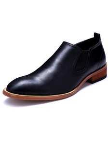 Cuir noir Chaussures Slip-Ons PU pour hommes