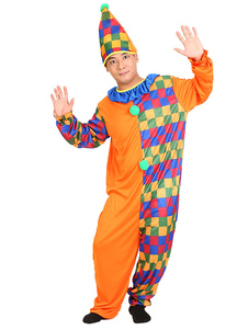 Costume de Clown multicolore volants Plaid Halloween Polyester Cosplay Costume