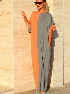 Blocs de couleur Maxi robe surdimensionné coton robe