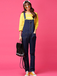 Salopette bleue façonner tout droit Denim Jeans pour femmes