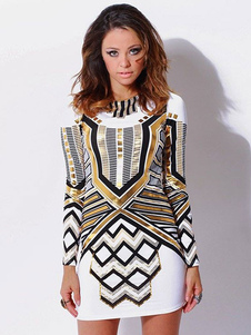 Multicolor Mini robe dos-nu imprimé Polyester robe courte