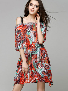 Multicolor Shift robe imprimée One-bretelles Polyester