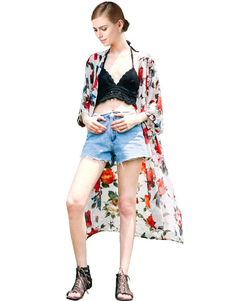 Mousseline de soie imprimé Floral multicolore recouvre couvrir pour femmes