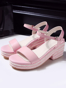 Lolita rose chaussures sangles PU sandales pour femmes