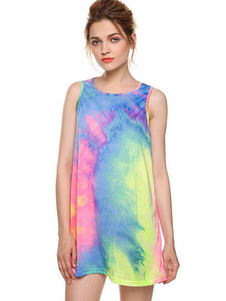 Imprimer Shift robe multicolore coton robe d'été
