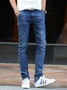Bleu Denim pantalon Straight Slim Fit Jeans pour hommes