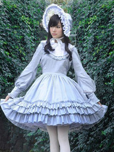 Cour de robe Lolita ROCOCO bleu hiérarchisé coton robe