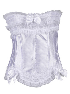 Corset blanc dentelle haut Bustier Polyester Bow