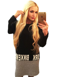 Color Block robe lettres impression coton robe