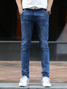 Bleu Denim pantalon Straight Slim Fit Jeans pour hommes