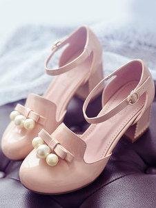Lolita rose sandales perlé Bow PU talons pour femmes