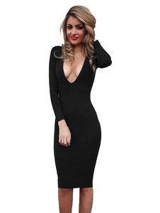 Robe Bodycon Blend manches longues de coton pour femmes