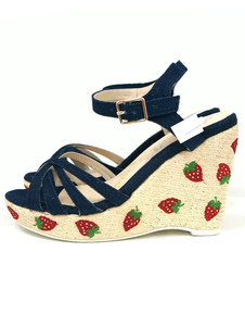 Lolita multicolore sandales PU fraise Wedge chaussures pour femmes