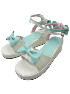 Deux tons Lolita sandales sangles Bow PU talons pour femmes