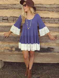 Blue Shift robe plissée robe courte en dentelle