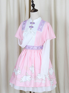 Imprimer Lolita Robe rose robe synthétique
