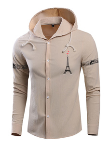 Lacets kaki Hoodie à capuche Slim Fit coton pour hommes