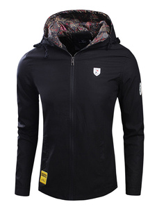 Noir capuche veste Slim Fit coton veste pour hommes