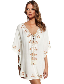 Couvercle blanc en V profond impression lacets couvrez-vous pour femmes