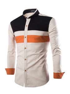 Color Block chemise coton Chic chemise pour homme