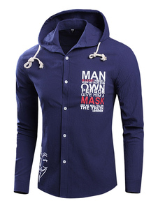 Blue Print Hoodie Slim Fit coton Hoodie pour les hommes