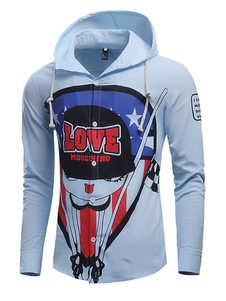 Multicolor Hoodie Cartoon Print Slim Fit coton Hoodie pour les hommes