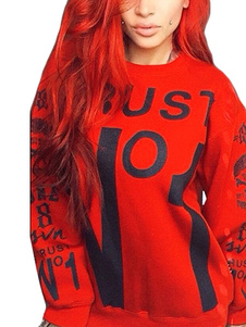 Euro Style bijou cou lettres impression impression coton mélange Hoodie pour femme