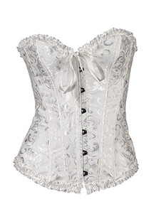Corset blanc lacets impression Bustier Polyester