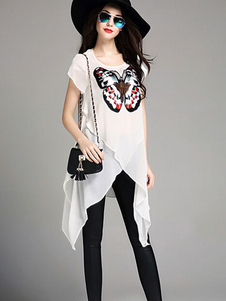 Robe en mousseline de soie été papillon Split robe haut/bas