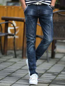 Pantalons de Denim marine tout droit Skinny Jeans pour hommes