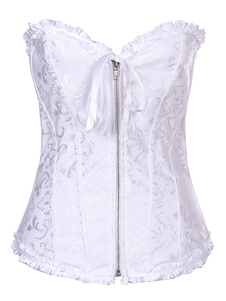 Corset blanc dentelle haut Bustier Polyester Chic Bow
