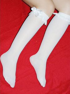 Bas de Lolita blanc Bow synthétique bas