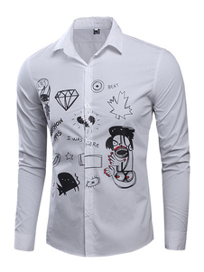 Chemise blanche imprimée coton Fit Slim Shirt pour hommes