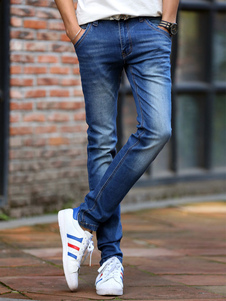 Bleu Denim Chic pantalon droit Skinny Jeans pour hommes