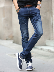 Pantalons de Denim marine tout droit Skinny Jeans pour hommes