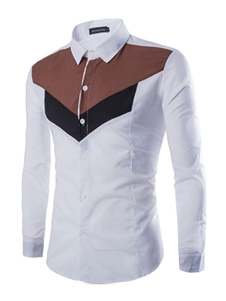 Chemise en coton chemise blanche motif géométrique pour les hommes