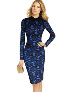 Robe en coton imprimé dentelle multicolor Bodycon Dress