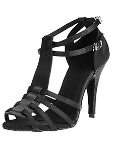 Sandales noires danse coupé Satin talons pour femmes
