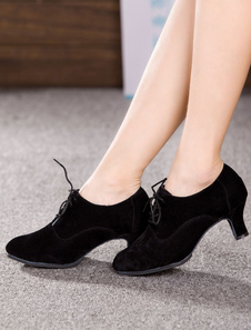 Danse noir chaussures lacets Suede talons Chic pour femmes