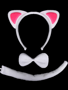 Chat blanc Cosplay bandeau noeud papillon queue Kitty synthétique enfants Cosplay accessoires
